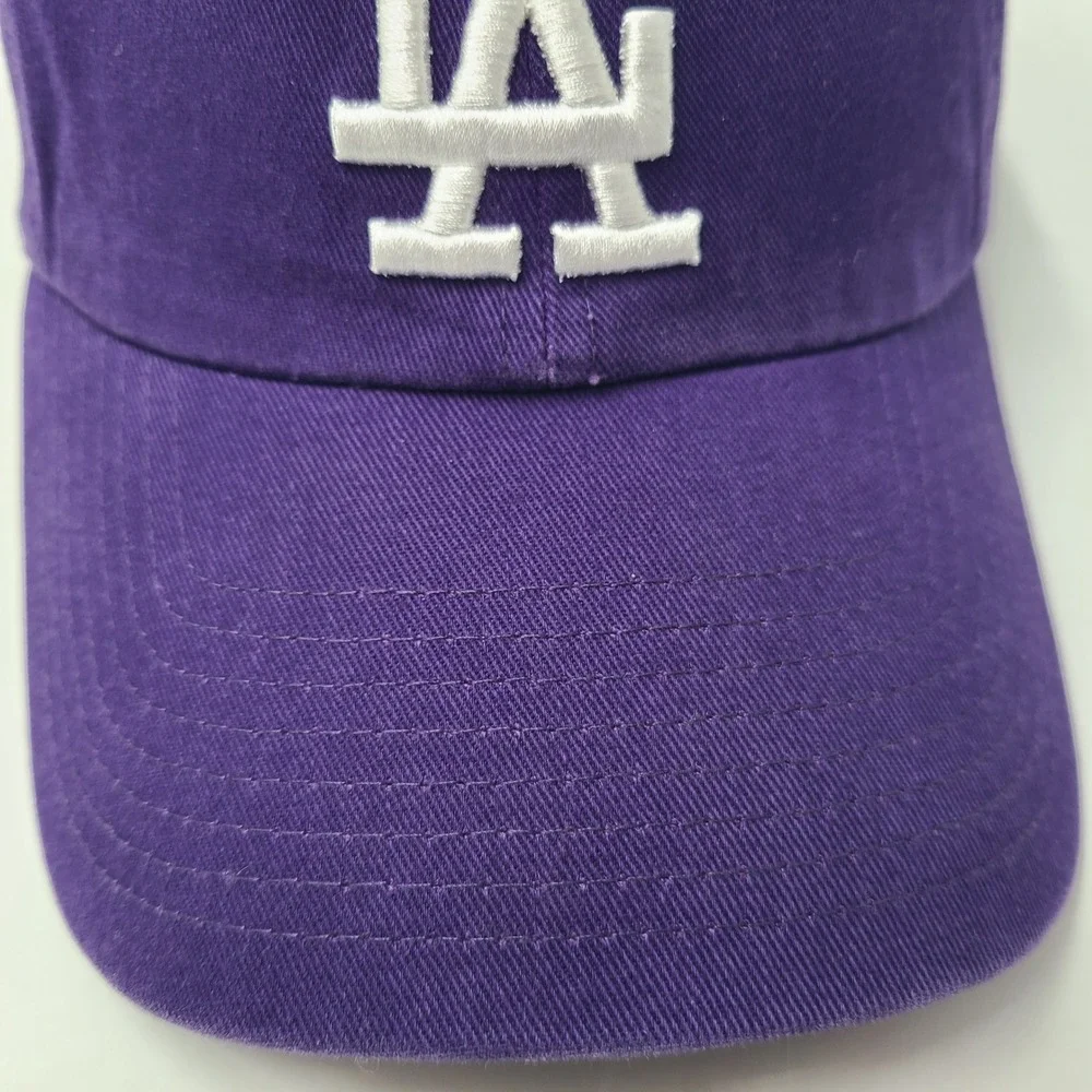 Los Angeles Dodgers Hat Strapback 47 Brand Clean Up Purple White MLB Baseball